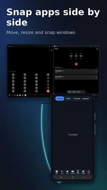 Two app windows snapped side by side