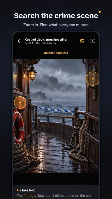 Searching a zoomable crime scene photo